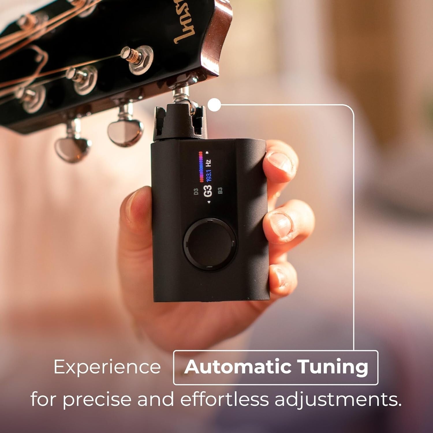 Smart 3-in-1 Automatic Guitar Tuner with Metronome & String Winder | Black