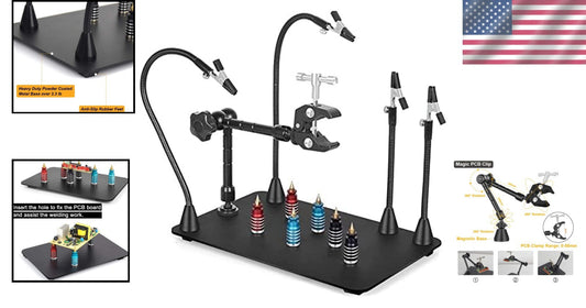 Versatile Soldering Station with Heavy Steel Base & 360° Rotating Hot Air Frame