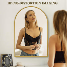 Load image into Gallery viewer, 24"x36" High-Definition Arched Mirror in Brushed Gold - Lightweight &amp; Stylish