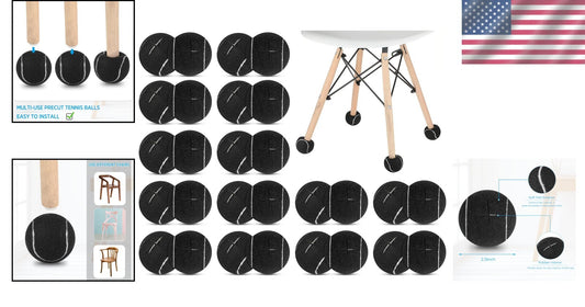 40 Pcs Precut Rubber Tennis Balls for Furniture & Floor Protection - Black