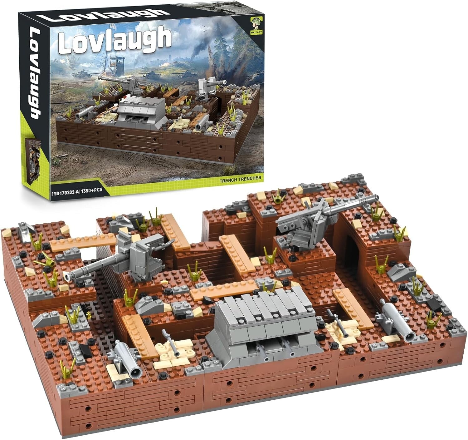 WW2 Military Building Blocks – 1350 Pcs with Anti-Aircraft Guns & Minifigures