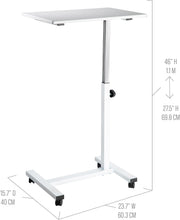Load image into Gallery viewer, Height Adjustable Mobile Laptop Desk Cart - Ergonomic White Overbed Solution