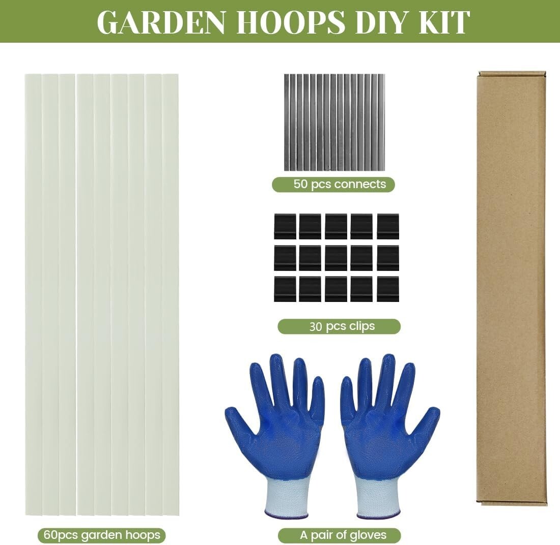 Garden Hoops 60pcs - M Size Fiberglass for Enhanced Temperature Resistance