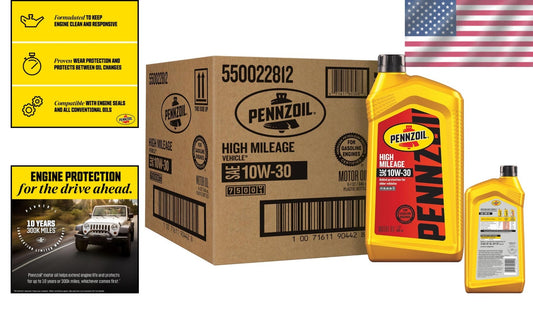 10W-30 High Mileage Motor Oil - 6 Pack, Universal Fit for Turbocharged Engines