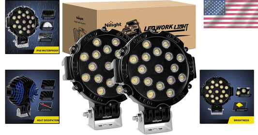 Durable 51W LED Flood Light Pod Set - Waterproof Lighting for Off-Road Vehicles