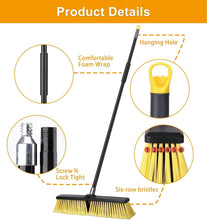 Load image into Gallery viewer, Heavy-Duty 18-Inch Push Broom with 63-Inch Ergonomic Handle for Outdoor Cleaning