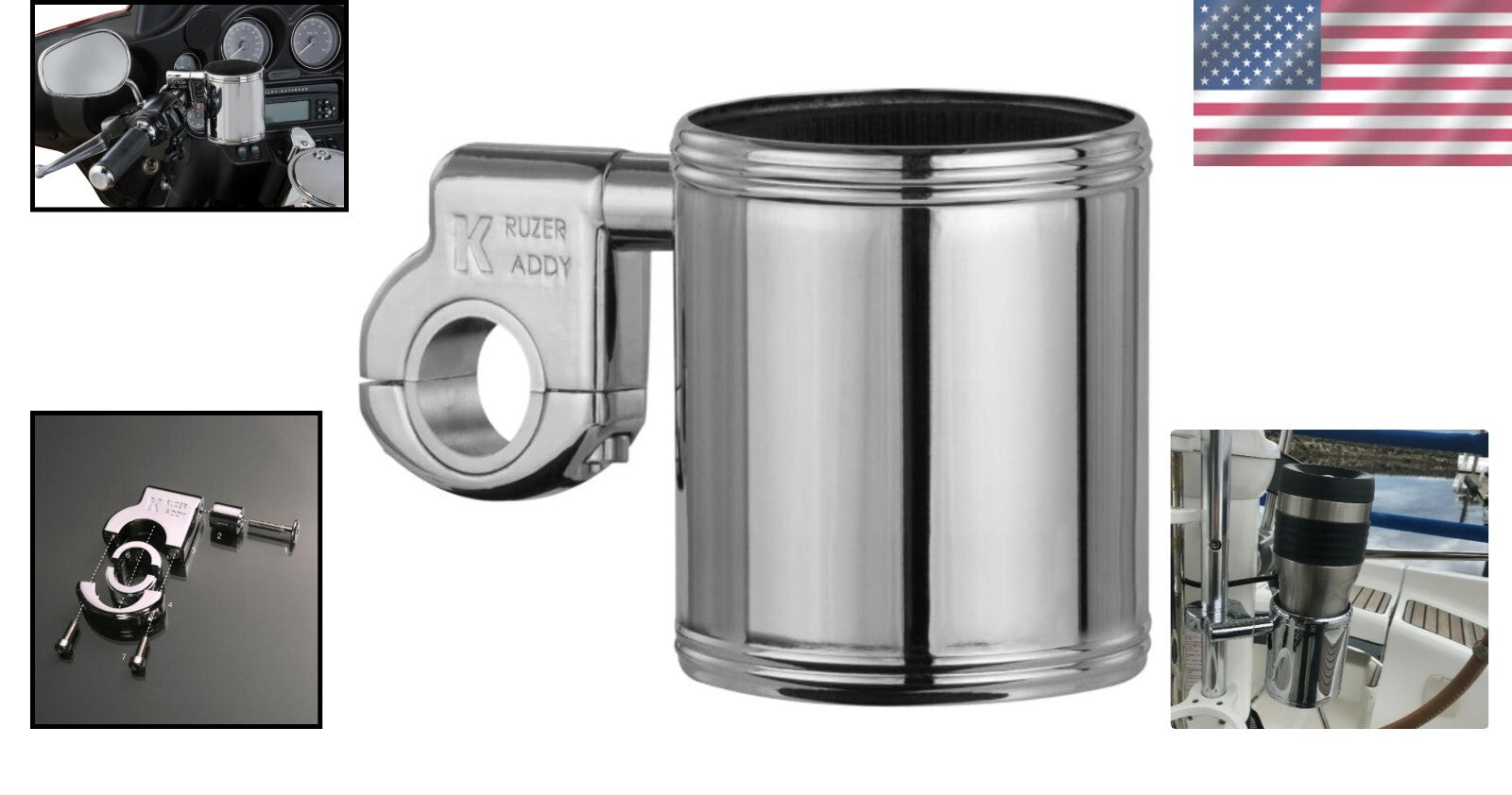 Detachable Chrome Handlebar Mount for Instant Beverage Access - For Bikers