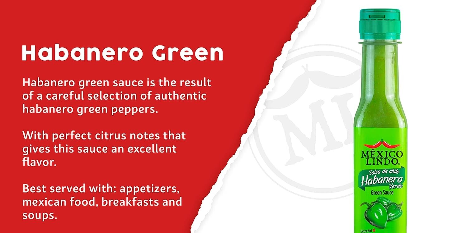 Extra Spicy Green Habanero Hot Sauce - 75,900 Scoville - 5 Oz Bottles (12 Count)