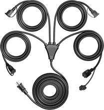 Load image into Gallery viewer, Heavy-Duty 16/3C 4-Outlet Splitter Extension Cord, 74 FT Ideal for Outdoor Decor