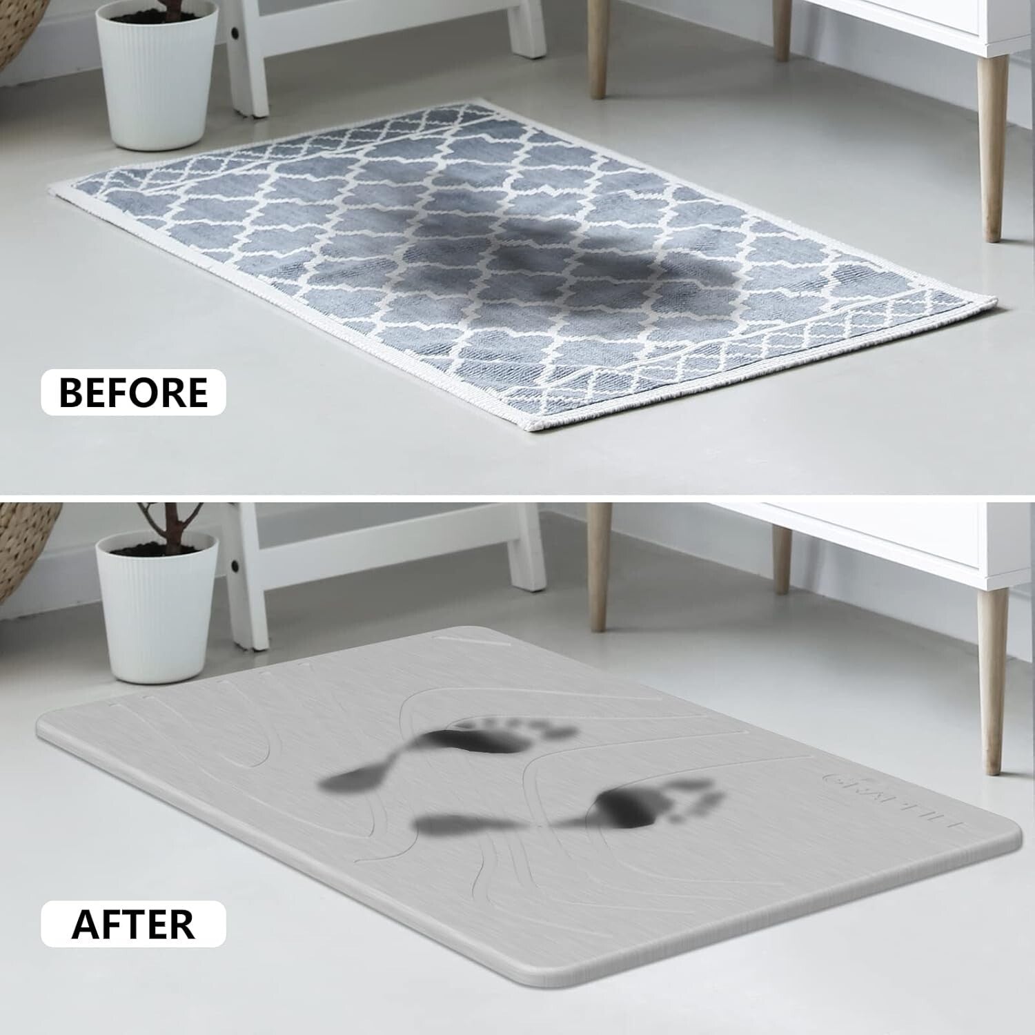 Diatomaceous Earth Quick-Dry Bath Mat - Stylish Non-Slip Shower Rug 1'3" x 1'11"