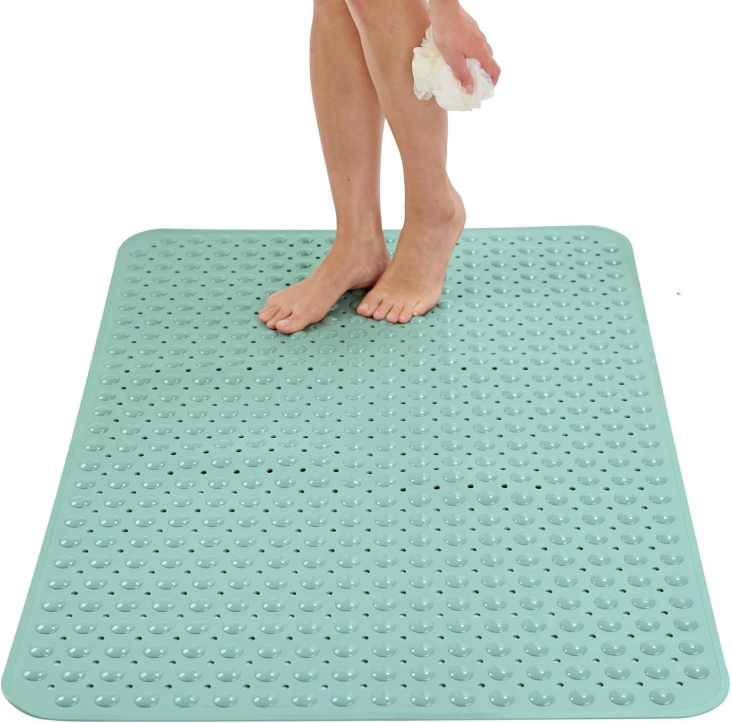 Extra Large Non-Slip Shower Mat 47 x 32 - Aqua Green Bath Safety Solution
