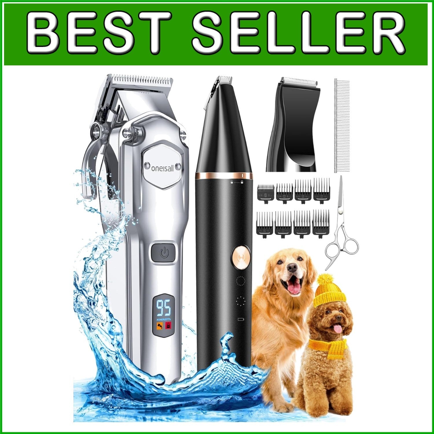 Rechargeable Waterproof Dog Clippers - Perfect for Thick Hair, Quiet Operation
