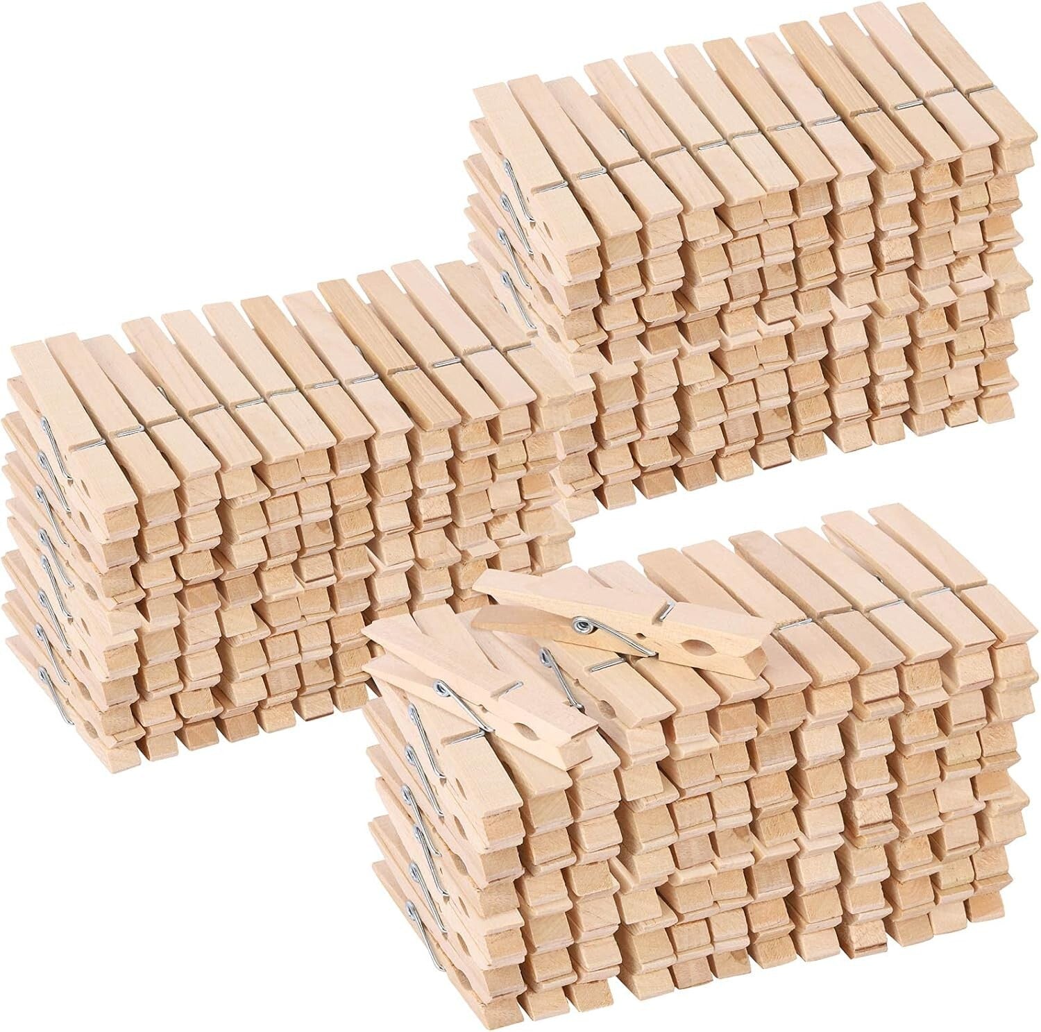 500pcs Heavy Duty Wooden Clothespins for Laundry & Craft Projects - 3 Inches