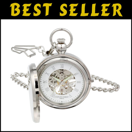 Luxury Chrome Finish 48mm Mechanical Pocket Watch with Photo Insert