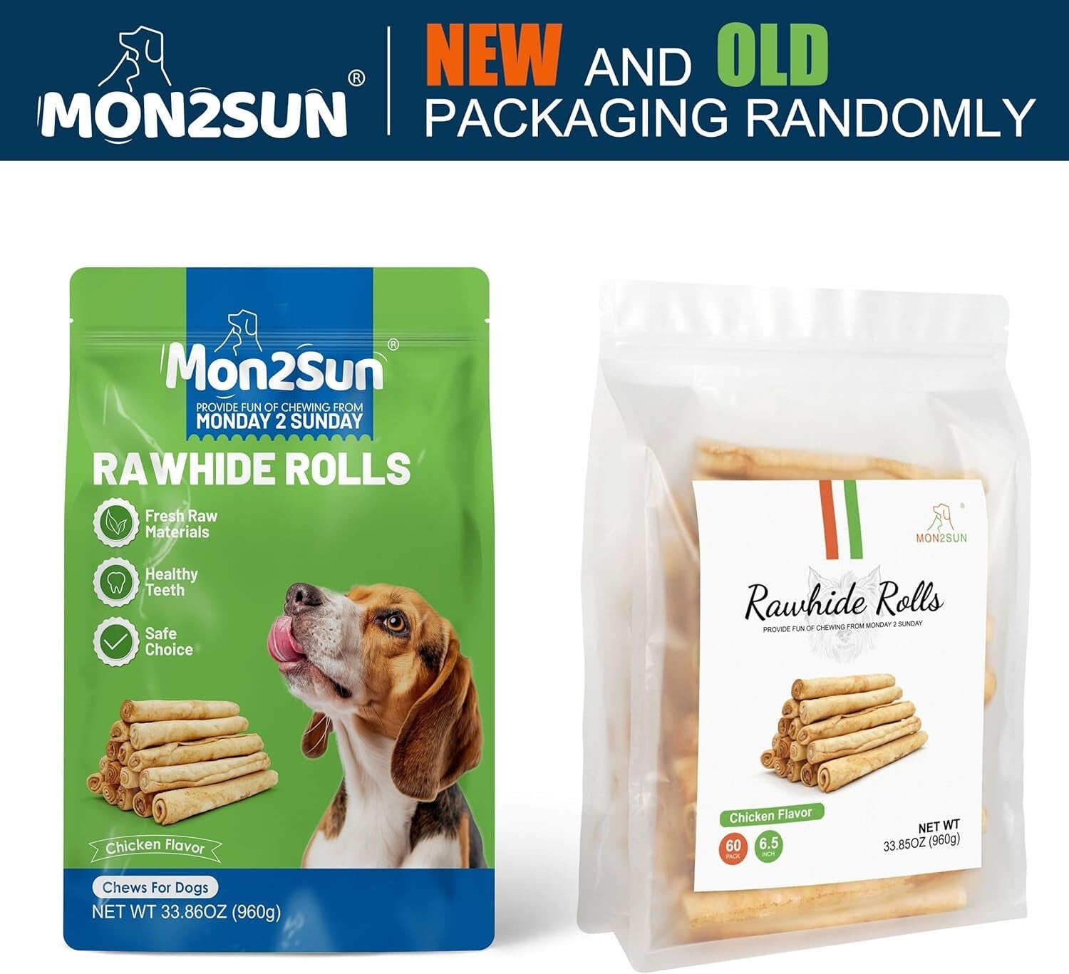 Dental Health Rawhide Rolls for Small Dogs - 60 Count Chicken Flavor Treats