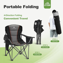 Load image into Gallery viewer, Ergonomic Padded Folding Camping Chair with Cooler &amp; Cup Holder - Twin Pack
