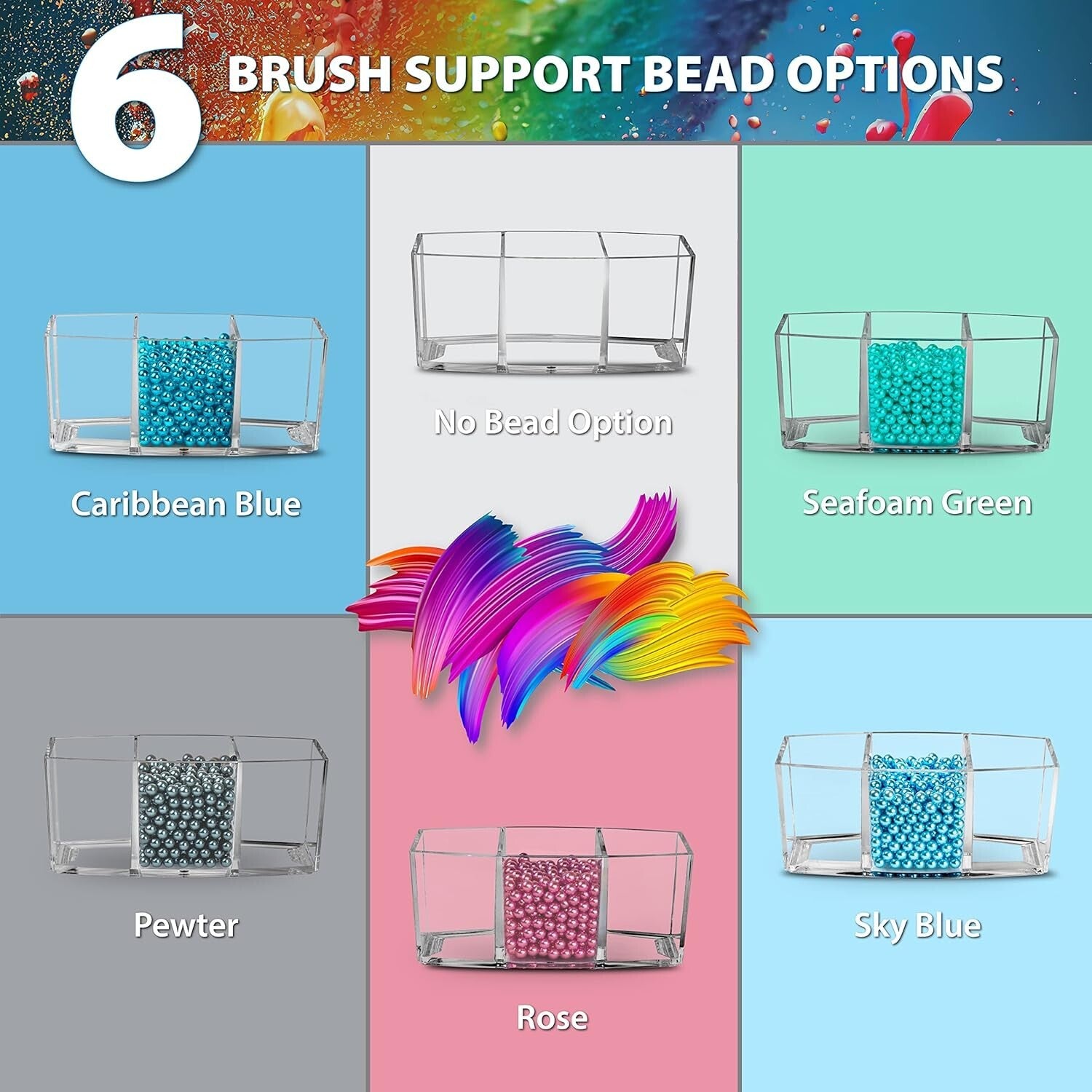 Thick Durable Seafoam Green Paint Organizer with Brush Holder - Portable Design