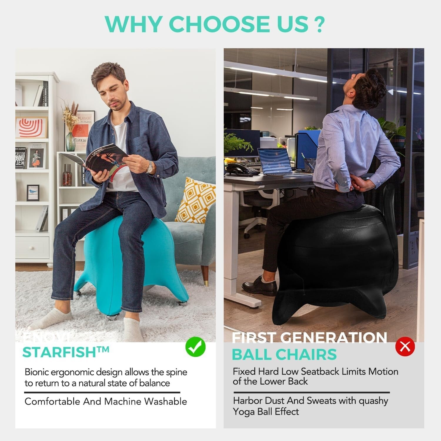 Quality Alloy Steel Yoga Ball Chair - 400 lbs Max. - Ergonomic Comfort Redefined