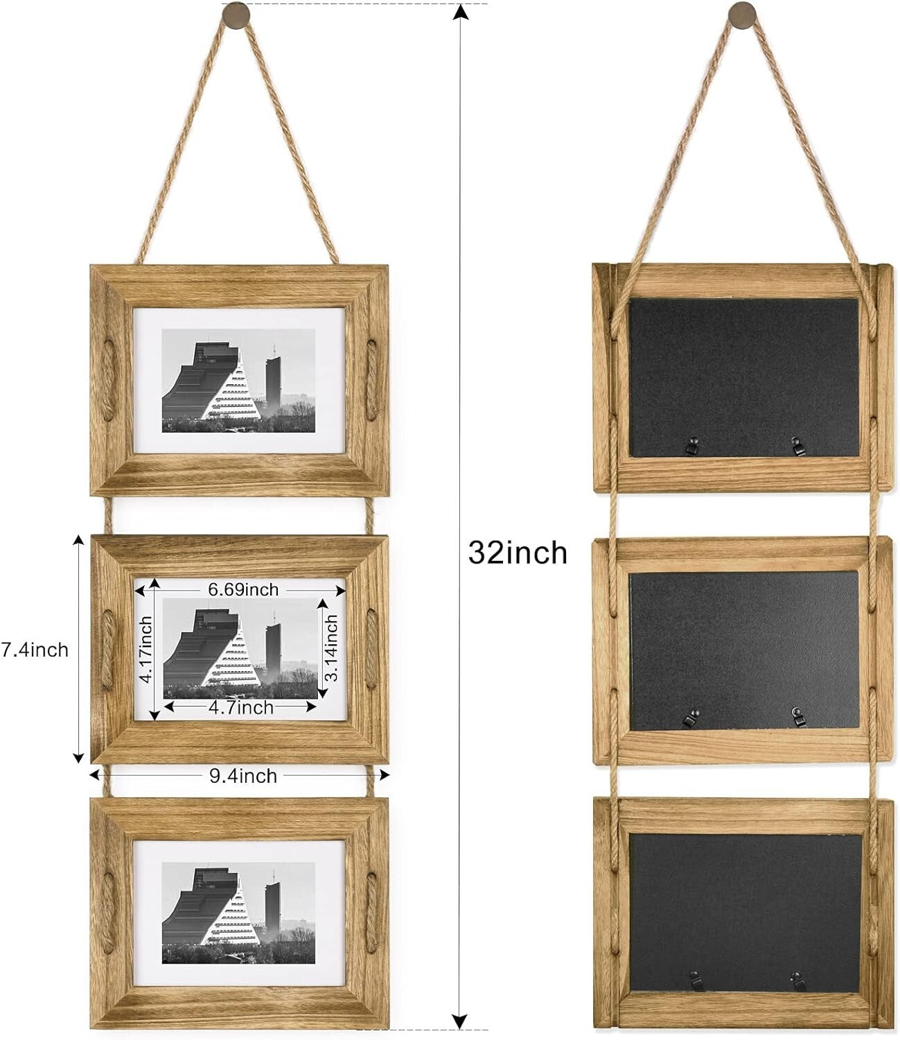 Elegant Rustic Black 5x7 Picture Frames with Versatile Hanging Options