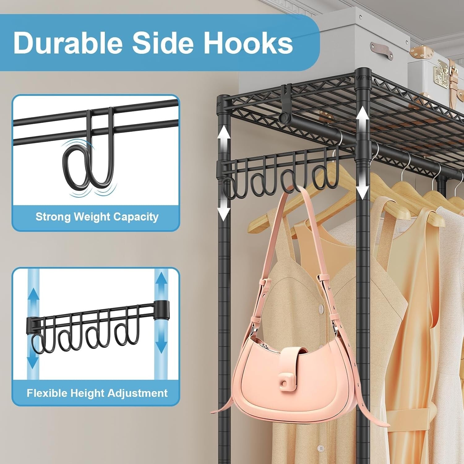 Heavy-Duty Metal Garment Rack - 350lbs Capacity & Rolling Wheels for Versatility