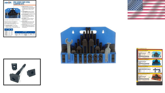 Durable 58-Piece Clamping Kit with Heat-Treated Components for Precision Work