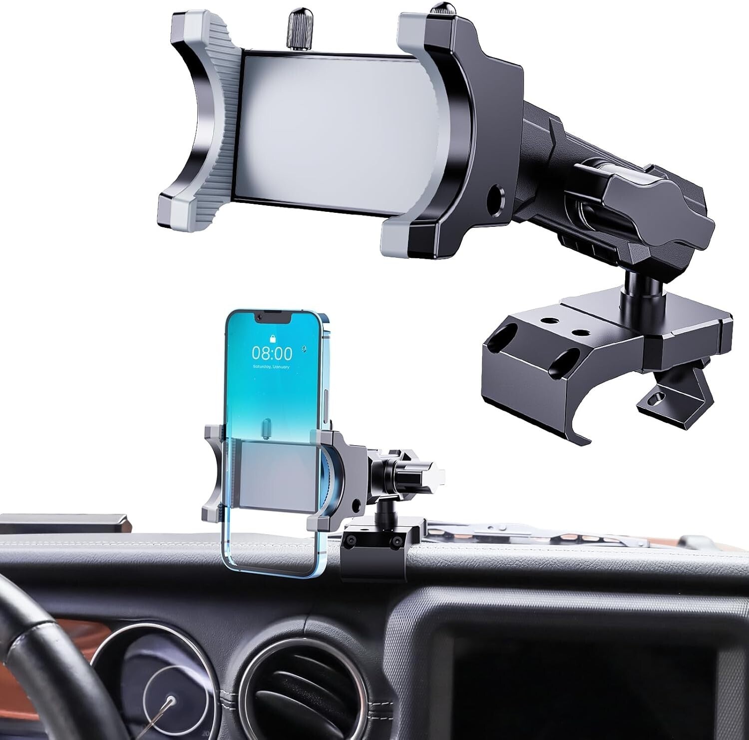 Secure 360° Phone Mount for Jeep Wrangler & Gladiator - Driver Side Convenience