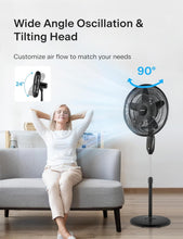 Load image into Gallery viewer, 18-Inch Oscillating Pedestal Fan with Remote &amp; 5 Speed Settings - Black Elegance