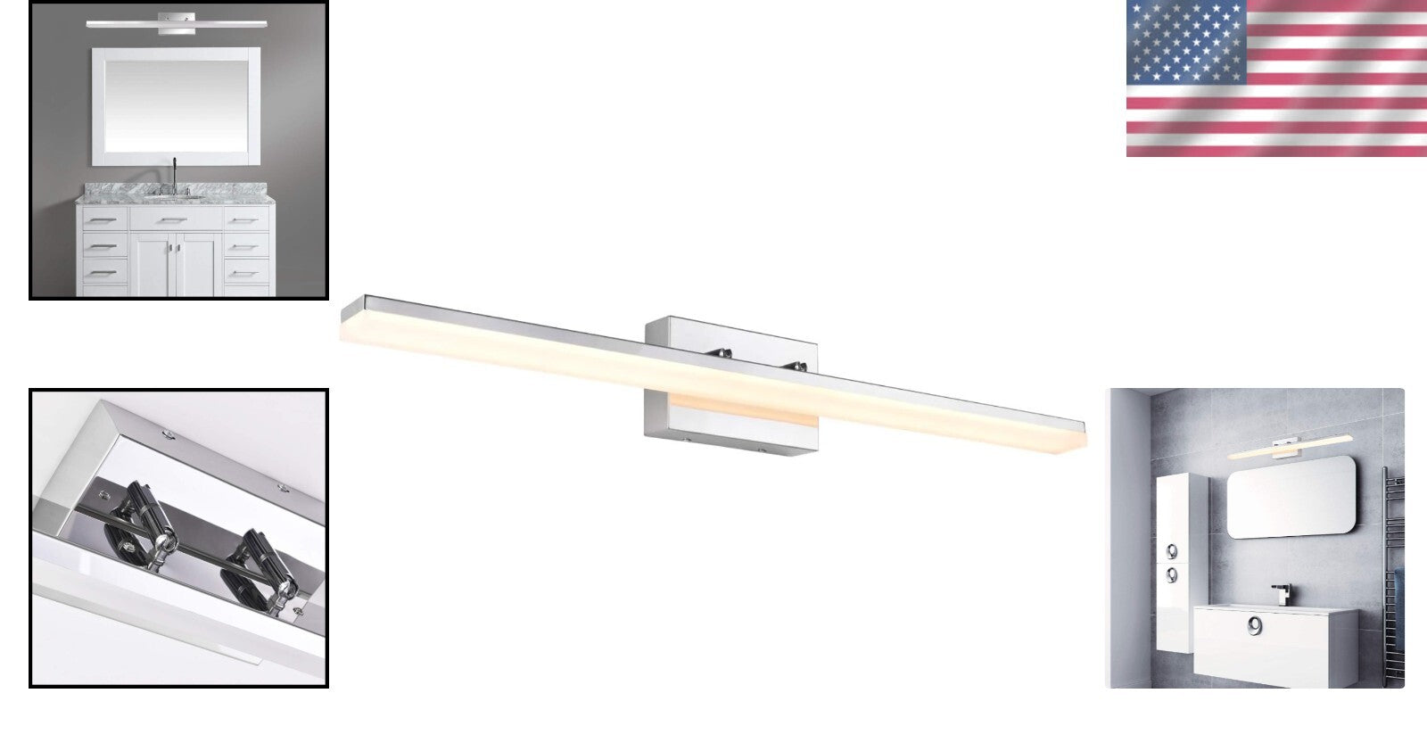 Sleek 36in Chromed LED Vanity Light for Stylish Bathroom - Adjustable & Dimmable