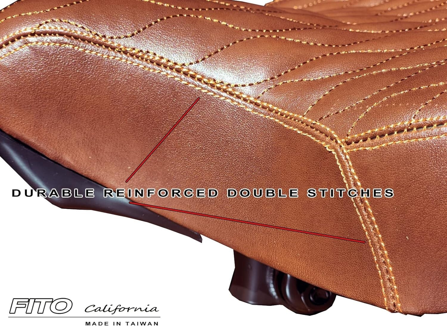 Stylish Faux Leather Beach Cruiser Saddle with Spring Cushioning - Black & White