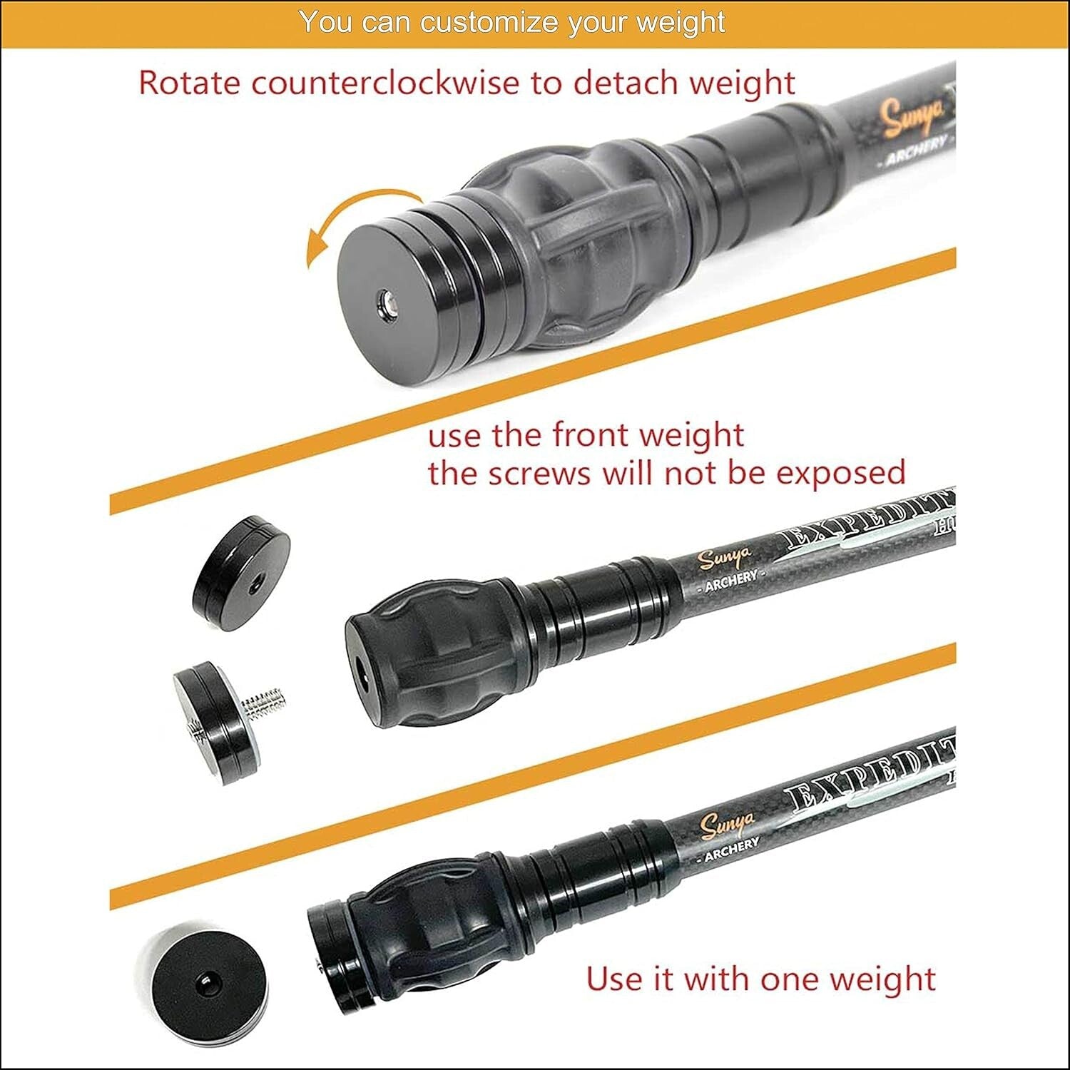 Expedition Series Carbon Bow Stabilizer - Flexible Core & Noise Reduction 8-15"