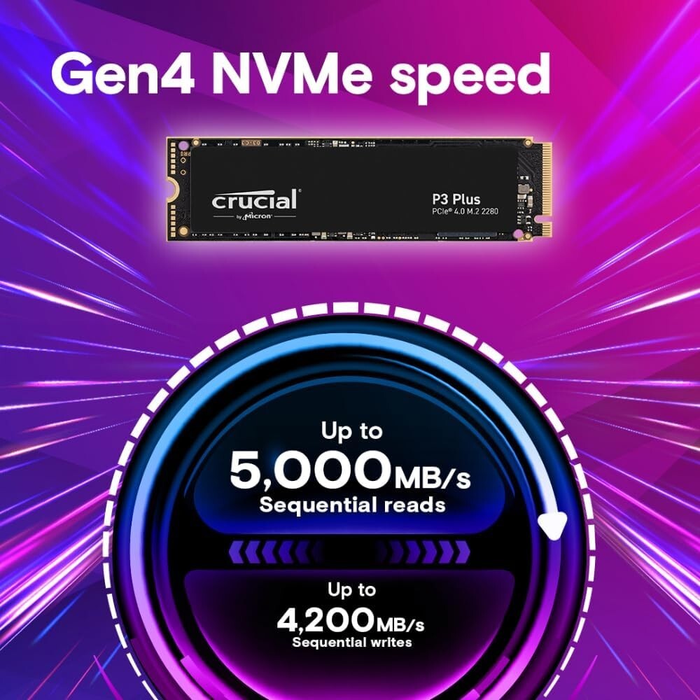500GB Gen4 NVMe SSD with 5000MB/s Reads - Optimal for Gaming & Creative Work