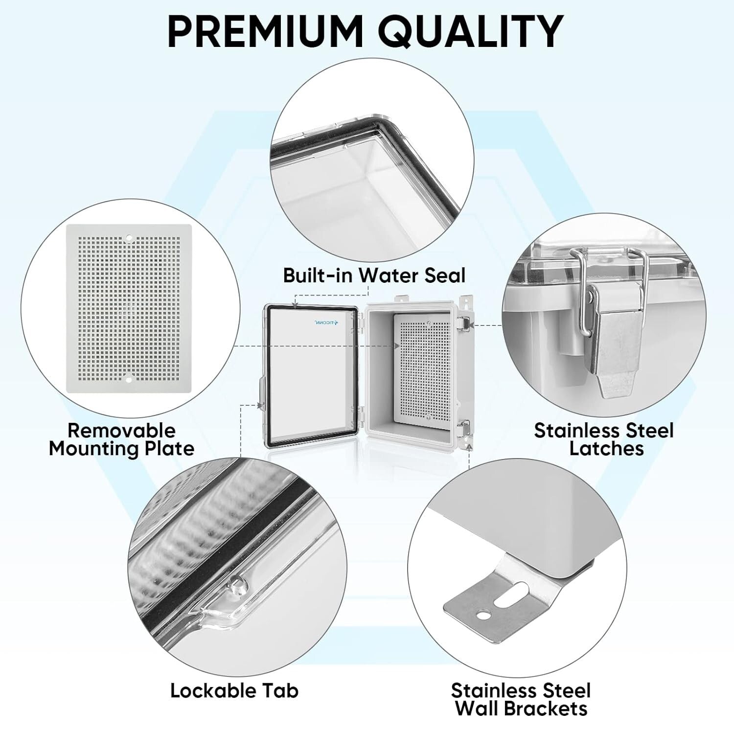 Secure IP67 Waterproof Electrical Junction Box with Transparent Cover 15.7x11...