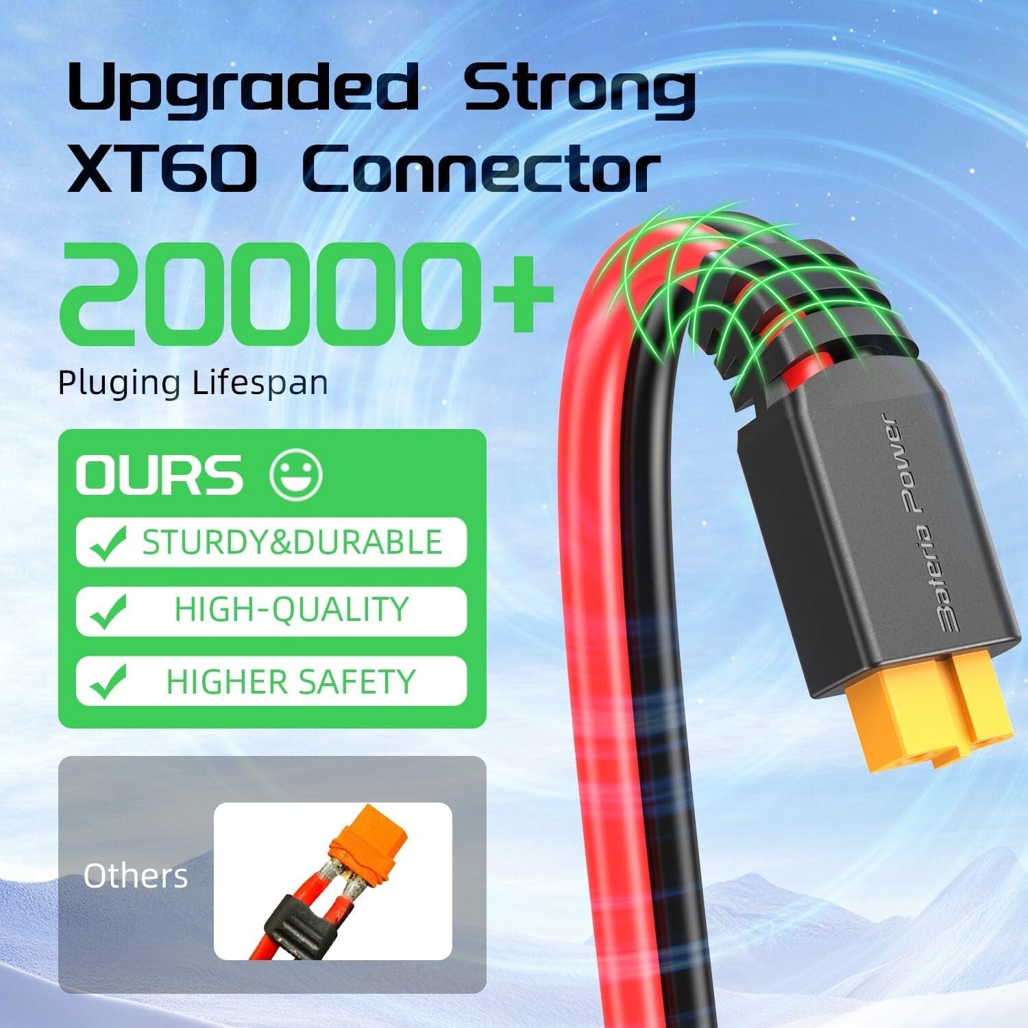 25Ft 10AWG Solar to XT60 Adapter Cable - Superior Power & Temperature Resistant