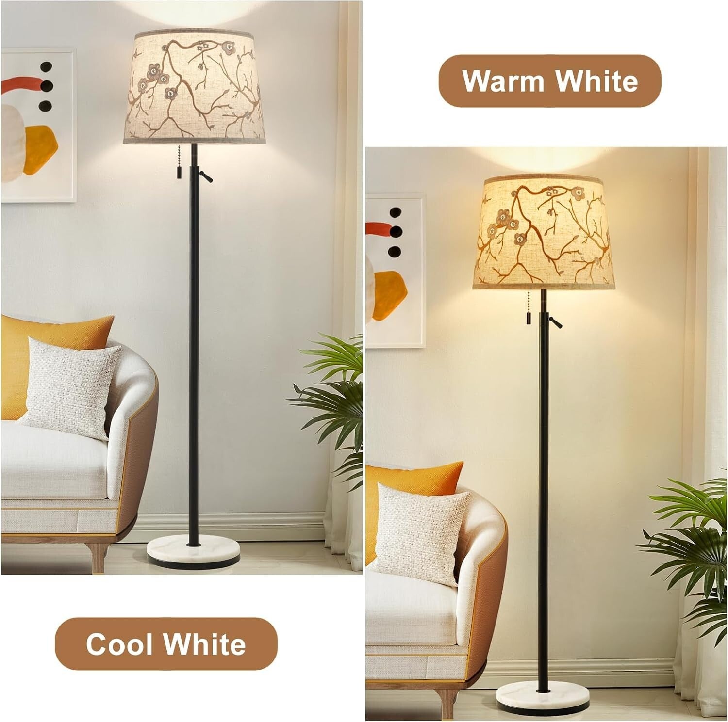 Elegant Lampshades Set of 2 with Floral Design - Ideal for Table & Floor Lamps