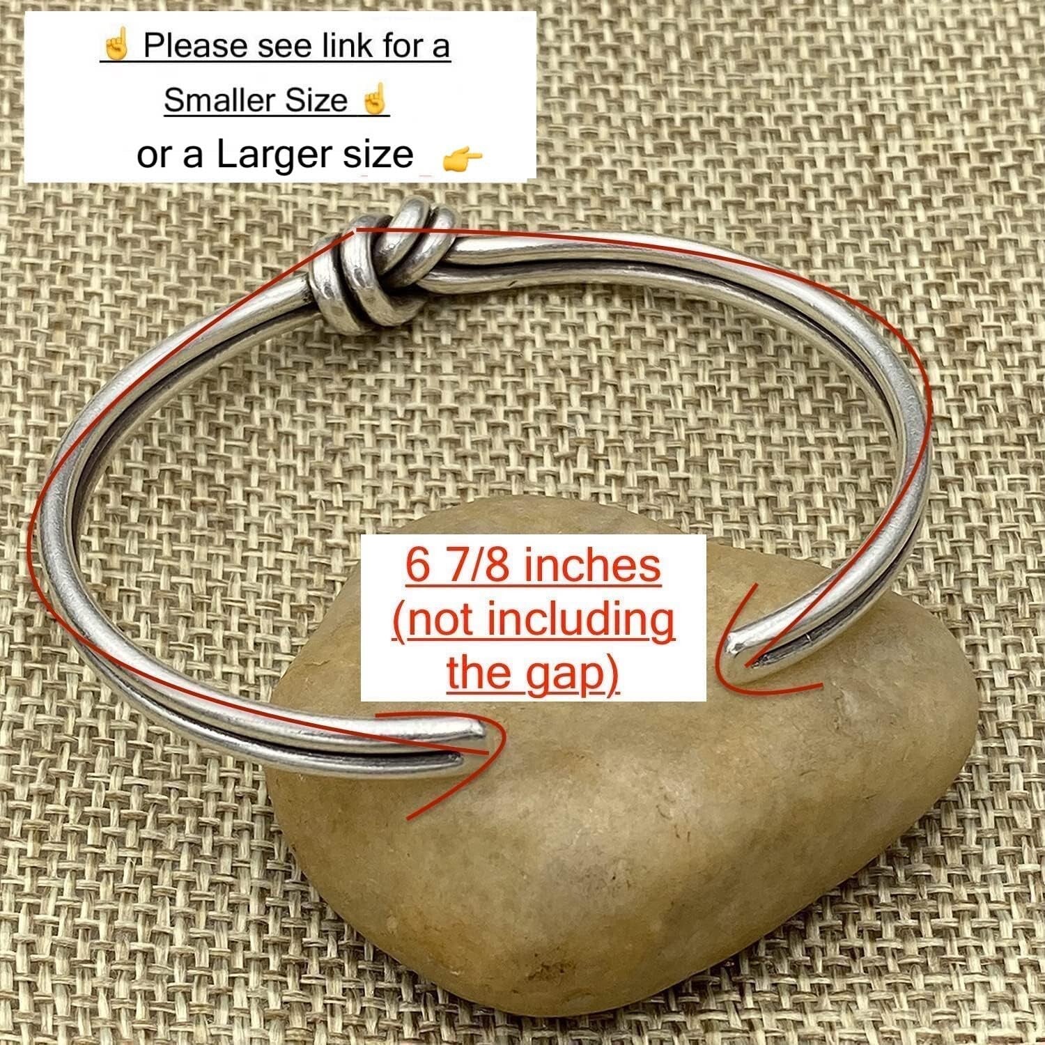 Sterling Silver Rustic Knot Cuff Bracelet - Perfect for Gifting, Size M-L & S-M