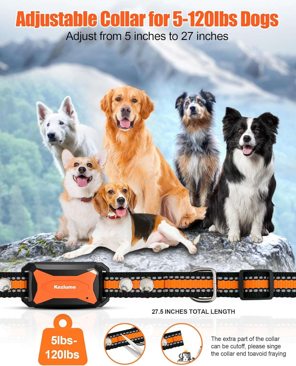 4000FT Dog Training Collar with Remote - Safe Shock E-Collar for All Breeds