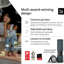 Load image into Gallery viewer, Stylish Adjustable Ceramic Spice Mill Set - Salt &amp; Pepper Grinders in Stone Blue