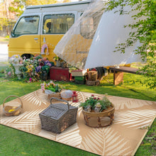 Load image into Gallery viewer, Durable Outdoor Rug with Palm Leaf Design - Ideal for Deck, Porch, and Beach