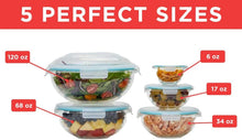 Load image into Gallery viewer, Versatile 5-Piece Glass Bowls with Locking Lids for Meal Prep &amp; Storage