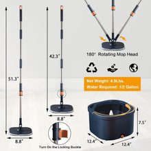 Load image into Gallery viewer, 360-Degree Spin Mop System with Telescopic Handle for Easy Floor Cleaning