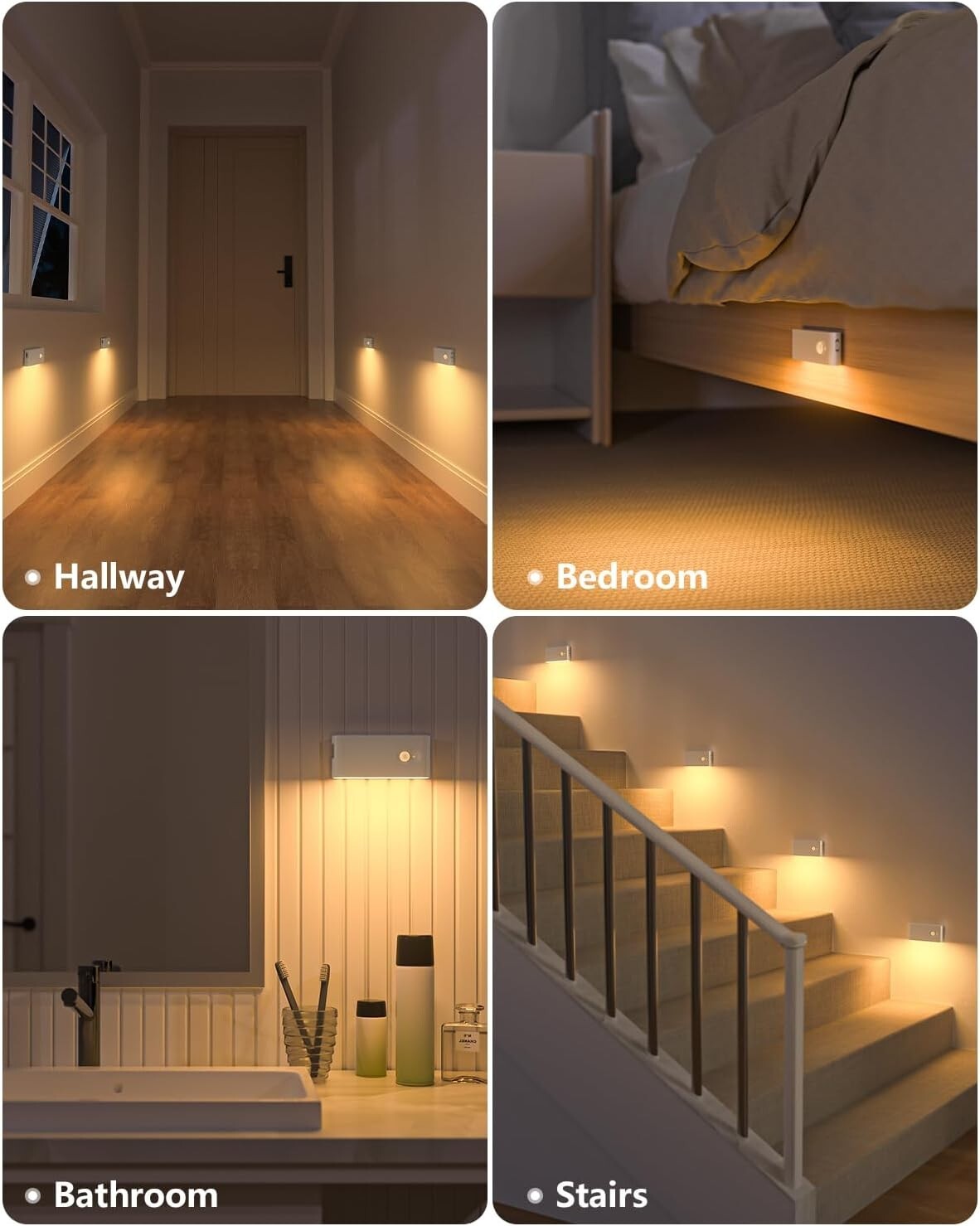 6-Pack Cordless Motion Sensor Night Light - Rechargeable LED Indoor Lighting