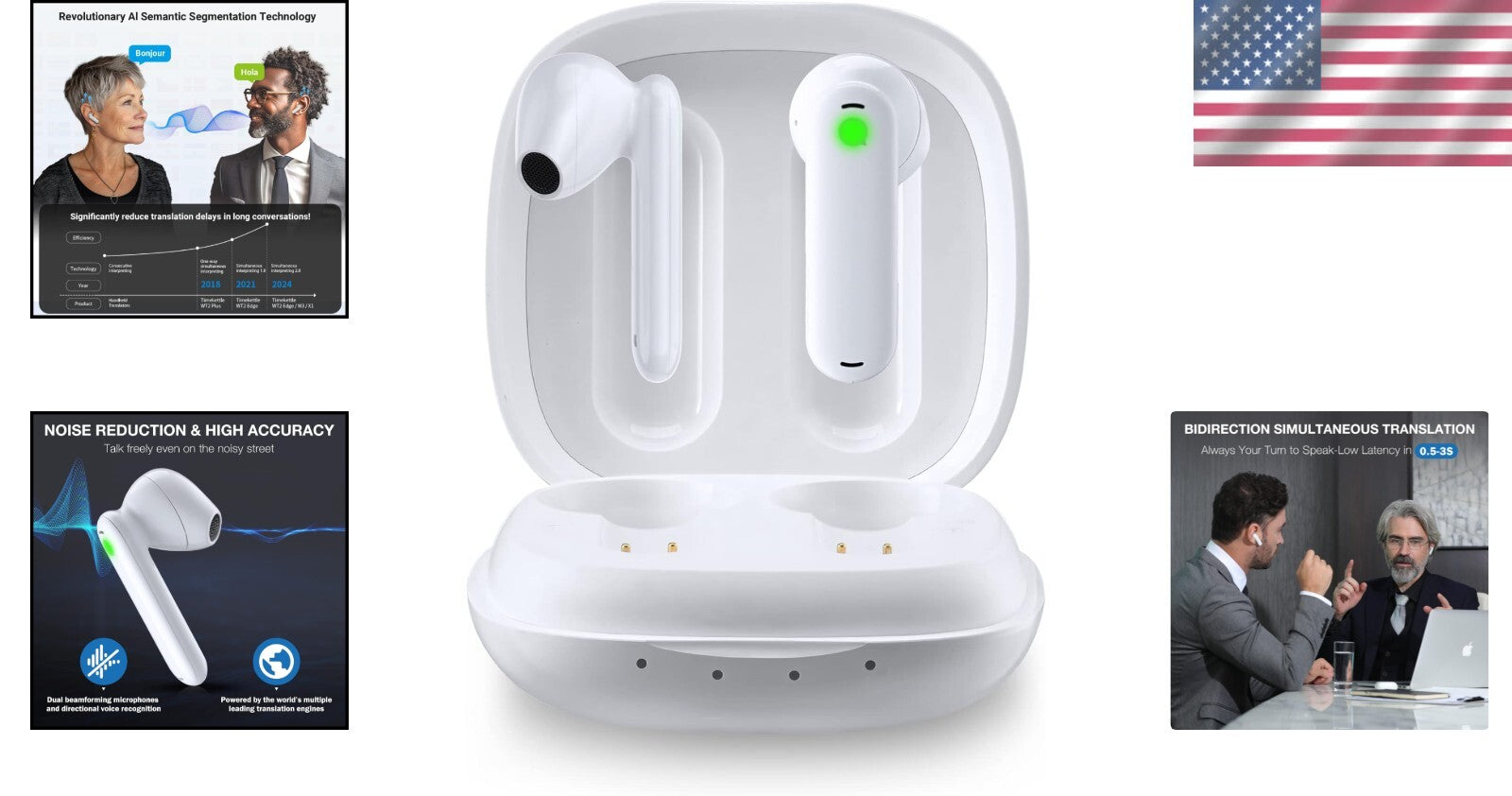 AI-Powered Translator Earbuds - 40 Languages, Offline & Real-Time Functionality