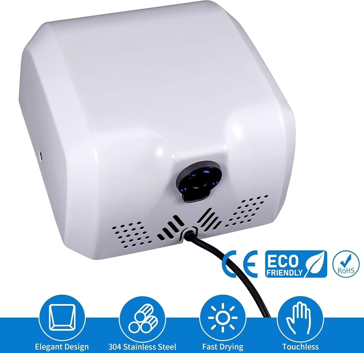 Durable Automatic Hand Dryer with Adjustable Sensing - Ideal for Busy Restrooms