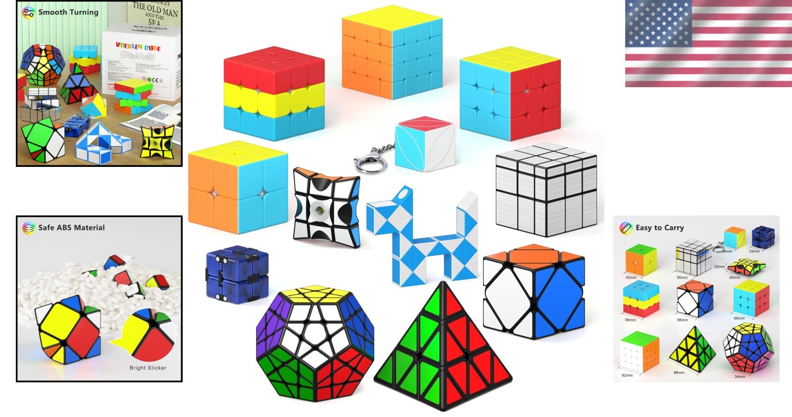 Smooth-Playing 12-Pack Puzzle Cube Set: 2x2 to Skewb - Great for All Ages