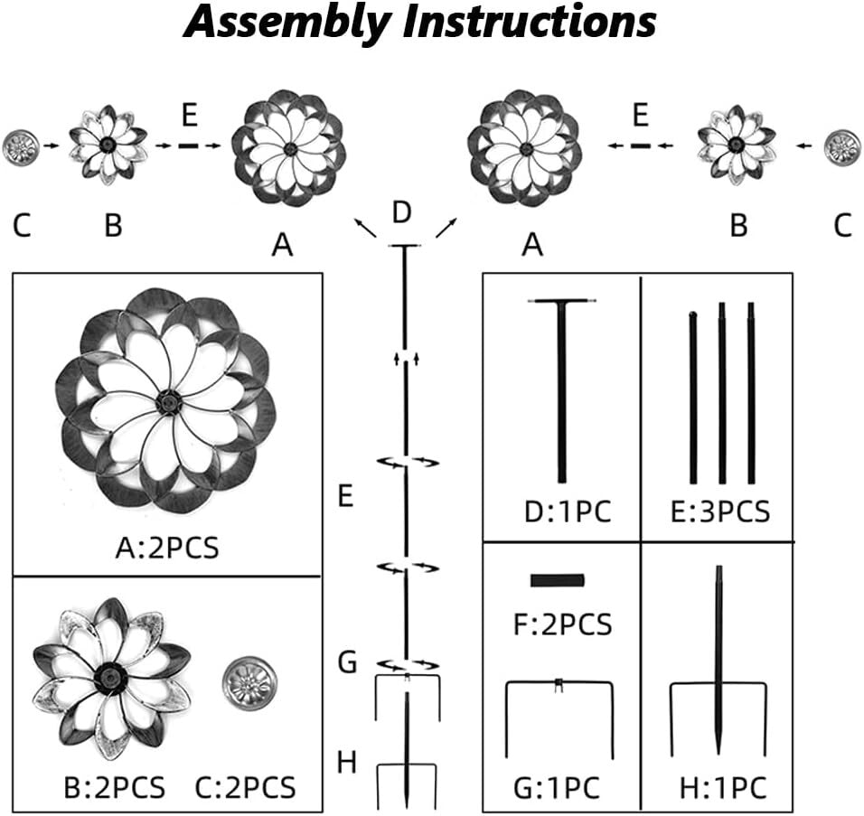 Elegant 360° Metal Wind Spinner Kinetic Garden Sculpture - Gray & Bronze 13 Inch