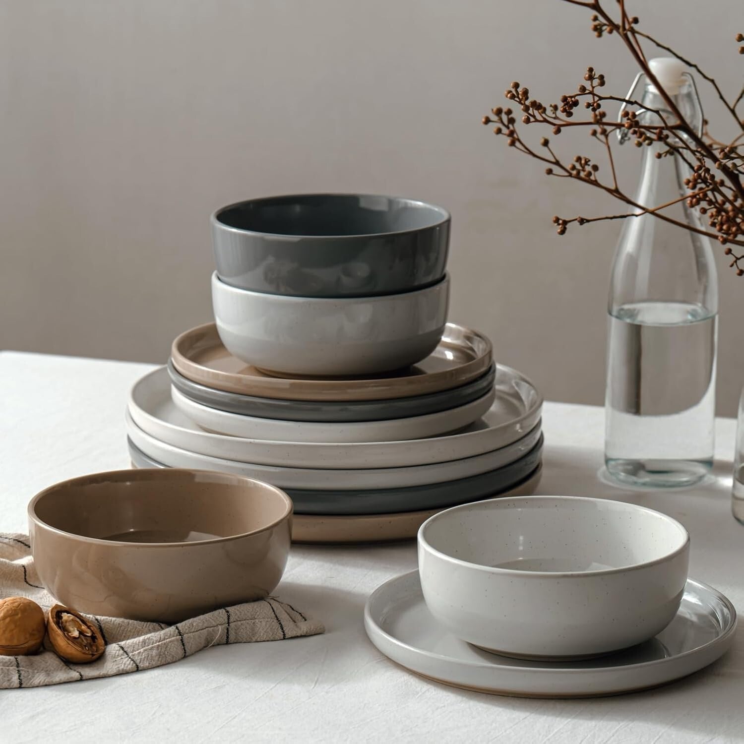 Stackable 24-Piece Dinnerware Set - Stylish Stoneware for Modern Homes