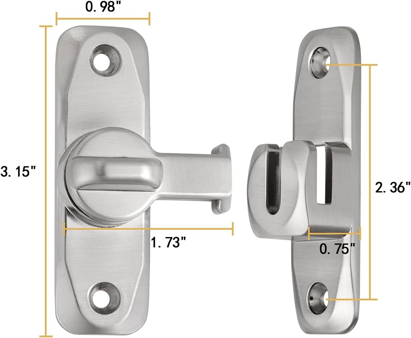 Space-Saving 90/180 Degree Zinc Alloy Barn Door Latch Kit - Includes Screws