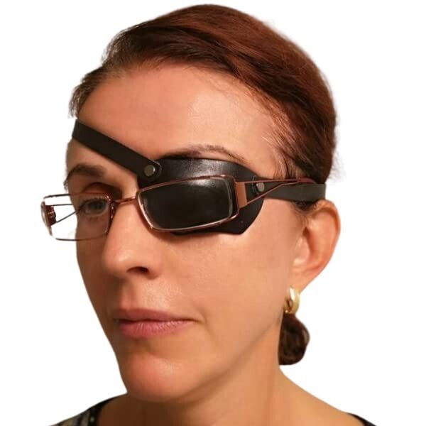 Handmade Real Leather Eye Patch for the Left Eye - Adjustable Comfort Solution