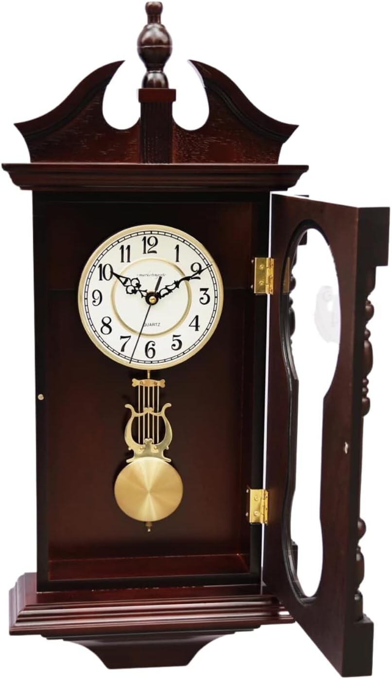 Beautiful Antique-Inspired Walnut Pendulum Clock - Battery Operated Elegance