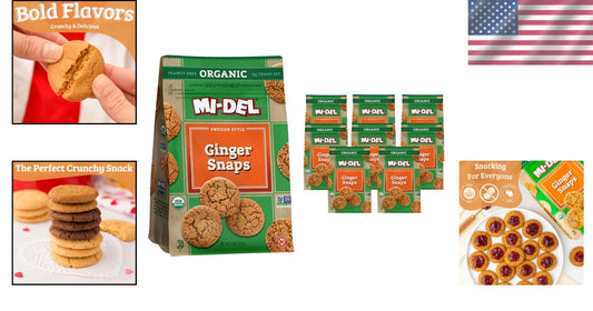 Deliciously Crunchy Ginger Snaps - Kosher, Peanut-Free Organic Care Pack of 8